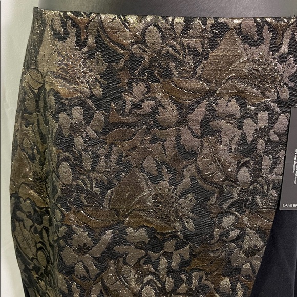 NWT Lane Bryant Black & Metallic Gold Jacquard Floral Ponte Knit Faux Wrap Skirt - Picture 5 of 14
